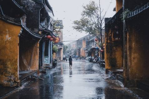 Person, Road, Street, Buildings, Rain, Rainy, Urban